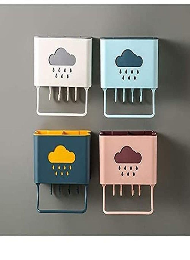 CLOUDTAIL CHOICE Plastic Wall Mounted Cutlery Drainer Rack with Utensils Organizer Spoon Fork Chopsticks Holder Caddy Kitchen Gadget Storage (Multi, Medium) - Image 2